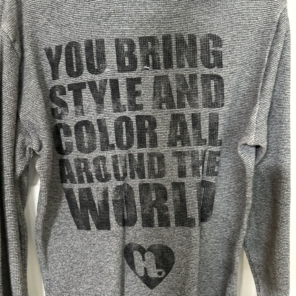 Harajuku Lovers Gray Waffle Hoodie Sz M - Picture 5 of 10